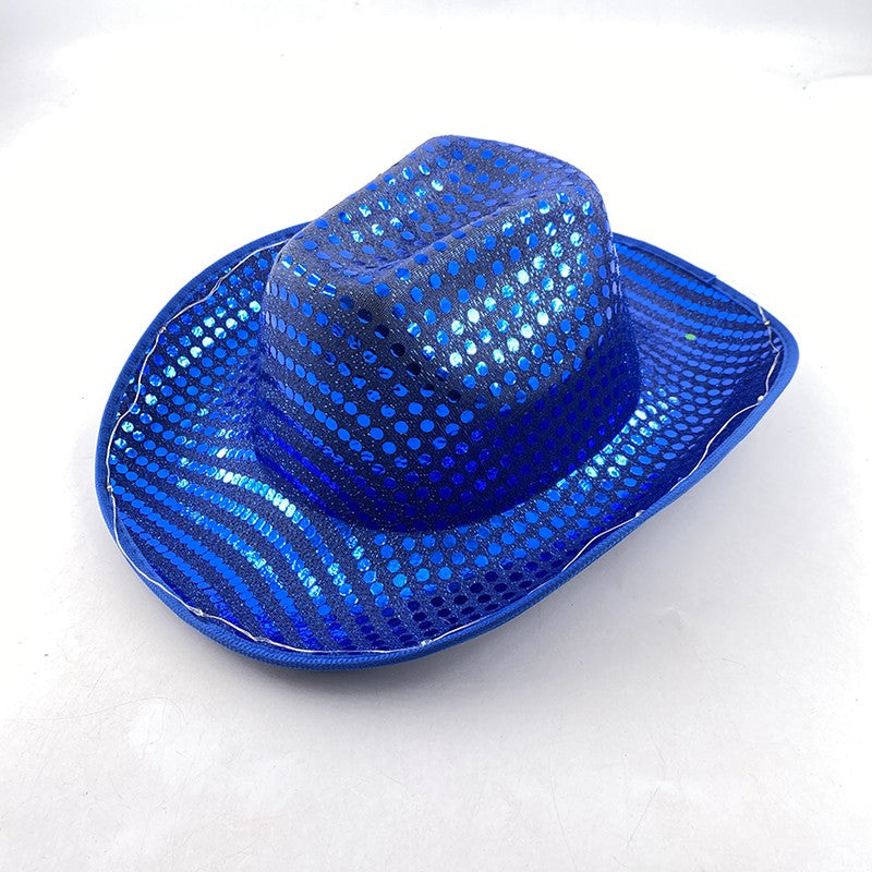 Chapéu de Cowboy LED Sem Fio, Chapéu de Cowboy Luminoso, Chapéu de Cowgirl Rosa para Discoteca, Noivas, Acessórios para Shows, Boates e Festas a Fantasia