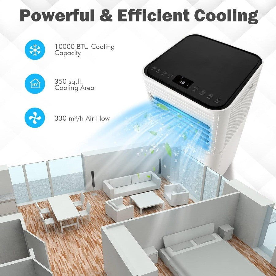 Ar-Condicionado Portátil 10000 BTU Resfria até 37 m² com Funções de Ventilador e Desumidificador, Controle Remoto para