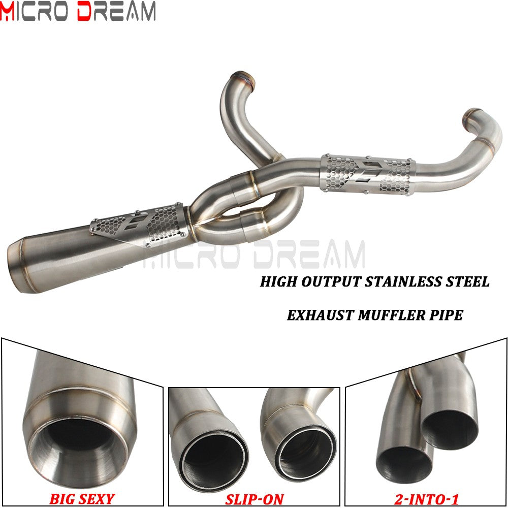 Slip-on Muffler Full Exhaust System 2-in-1 Muffler Pipe For Harley Dyna Low Rider S FXDLS Super Wide Glide FXD FXDWG   FXDF FXDB