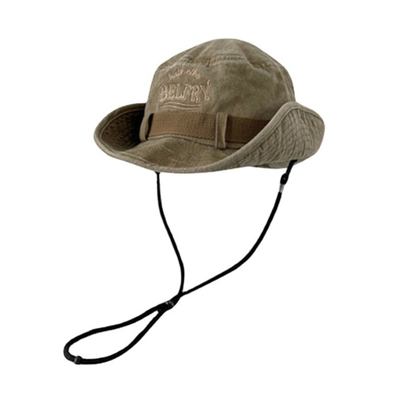 Chapéu de Montanhismo Masculino e Feminino de Algodão Lavado Vintage Bordado Chapéu de Pescador Proteção Solar para o Ar Livre Chapéu de Cowboy Ocidental