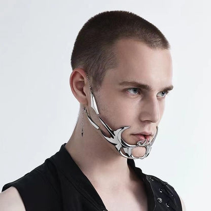 Halloween Punk Alien Decent Nose Mechanical Mask Cosplay Chin Gothic Masks Metal Wear Masquerade Party Accessories Cool Stuff