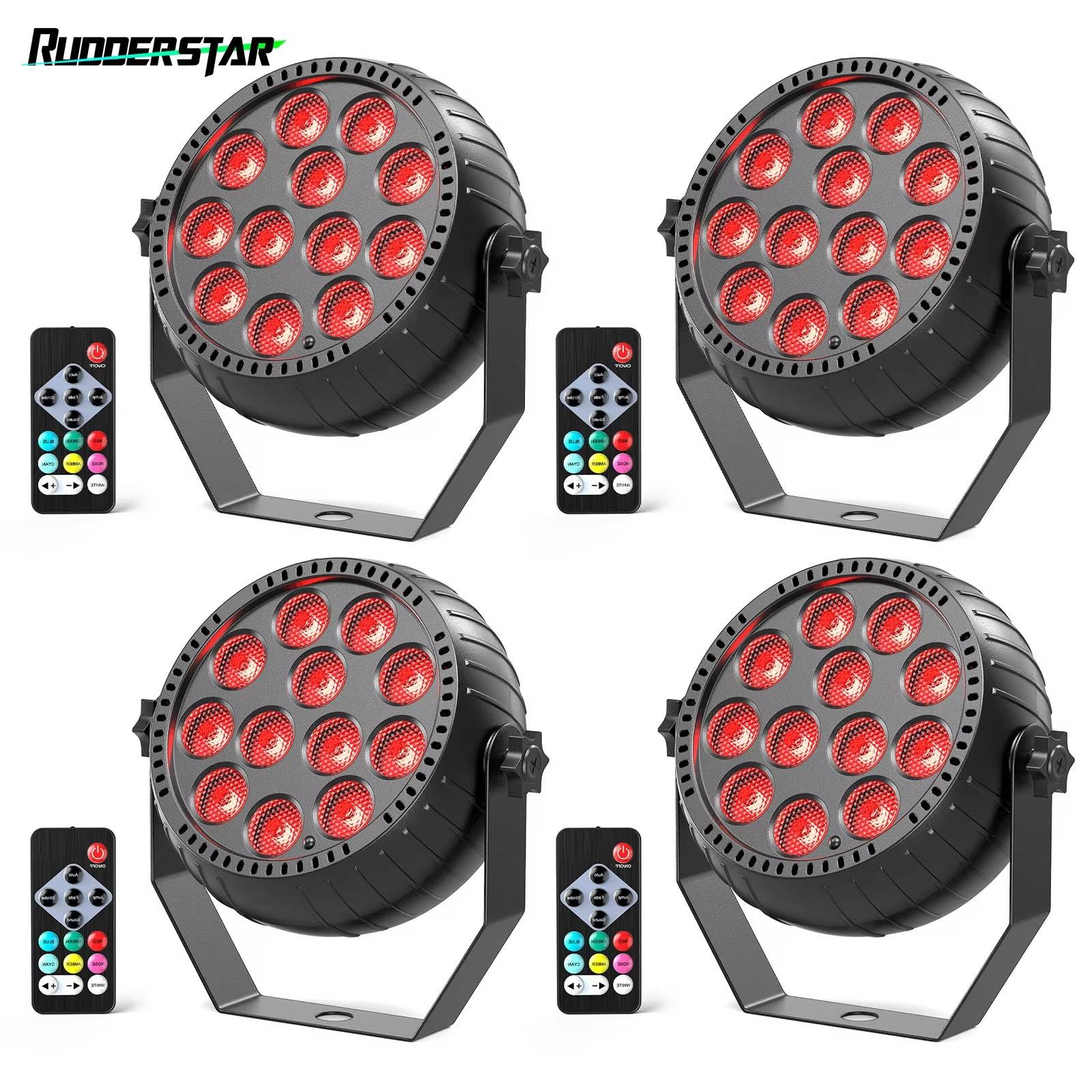 4PCS RGB Disco DJ Lights Wireless Rechargeable Par Lights 12LEDs Mini Stage Light for Party Bar Club Wedding Birthday Theater