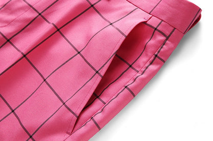 Fashion Male Business Social Suit Pants Black / Blue / Burgundy Men Wedding Plaid Dress Trousers