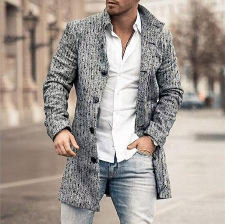 2025 Men's Casual Wool Blends Jacket Plaid Print Long Sleeve Buttoned Jackets Coats Tops Male Warm Outerwear Long Coats Men 4XL