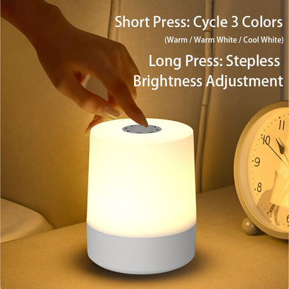 Touch Night Lamp USB LED Lamp Touch Control Switch Rechargeable Three Colors Lights Bedroom Portable Table Bedside Night Lamp