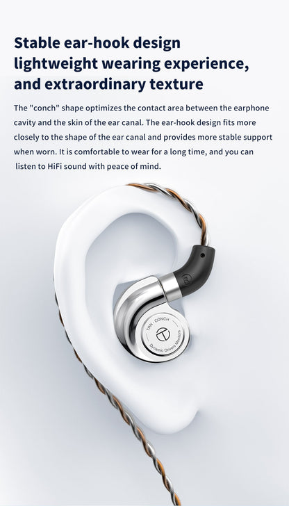 TRN CONCH In-Ear Earphones 10mm Dual Magnetic Circuit DLC Dynamic Driver Headphones Sports Earbuds Monitor IEMS with 3.5/2.5/4.4