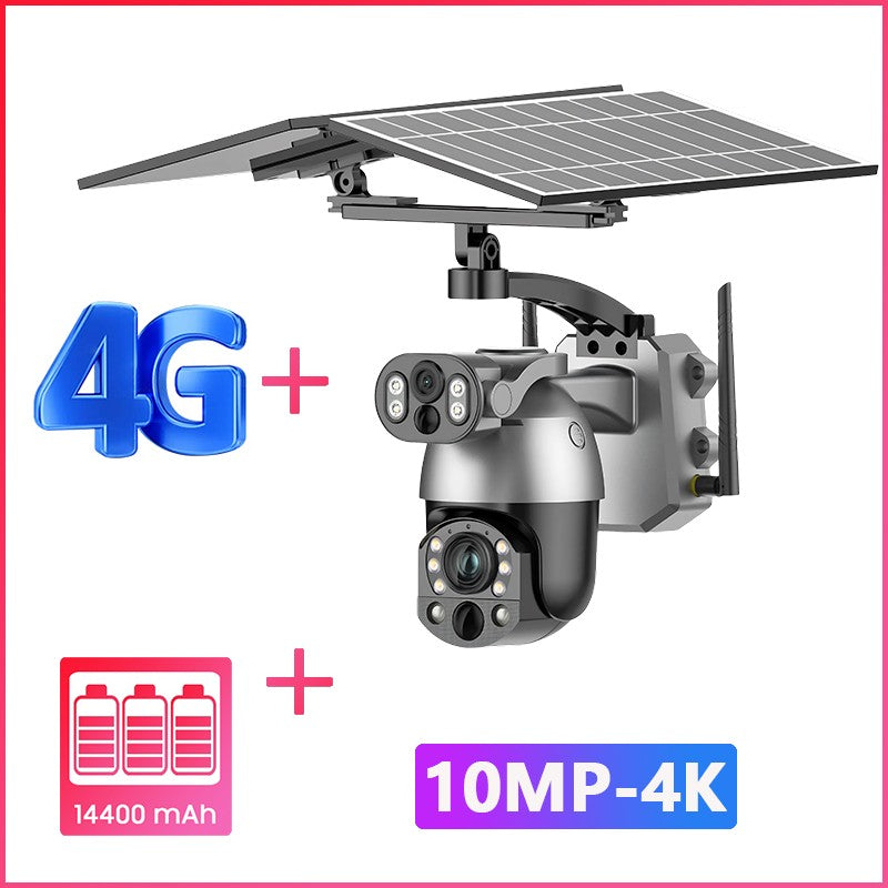 UNENTGT 4k Dual Lens View 50X Optical Zoom Solar Battery PTZ Camera 10MP SIM Card Outdoor Wifi CCTV Solaire Surveillance Camera