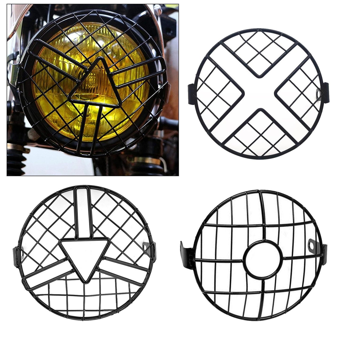 Tampa do farol de 6,5" em tela de malha de proteção para moto, grade de malha para lâmpada frontal, protetor para Café Racer, Cruiser, Tampa de Farol