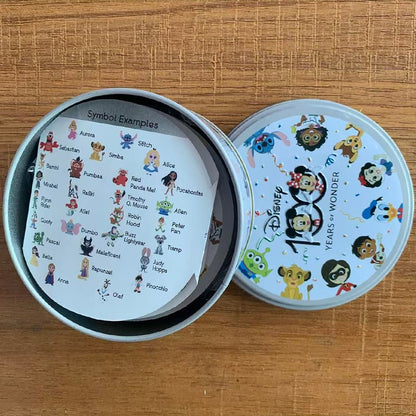 Jogos de Tabuleiro Disney 100 ANOS de MAGIA PIXAR Stitch Caixa de Ferro Brinquedos Família Engraçado Férias Acampamento Esporte Amigo Presente de Natal