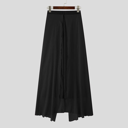 INCERUN Men's Pants Patchwork Elastic Waist Loose Casual Long Trousers Men Streetwear 2025 Fashion Male Irregular Pants S-5XL