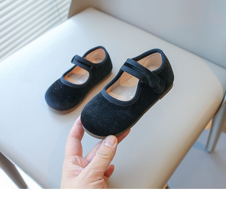 2025 Princess Flat Shoes for Baby Girls Kids Autumn Vintage Soft-sole Flatties with Low-cut Uppers Children Flats