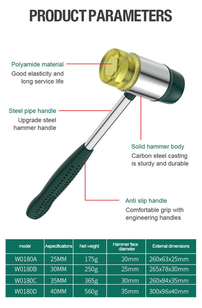 WYNN'S Double-Faced Soft Hammer Mallet Rubber Hammer for Home Flooring Decoration Installation Hand Tool Jewelry Craft DIY Work