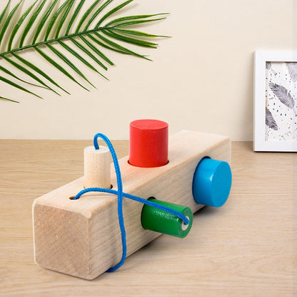 Conjunto de Colunas para Bebês e Crianças Pequenas, Blocos de Construção de Posicionamento, Cordas de Correspondência, Exercício para Bebês, Habilidade de Coordenação Olho-Mão, Brinquedos Educacionais de Madeira para Iluminação da Educação Infantil