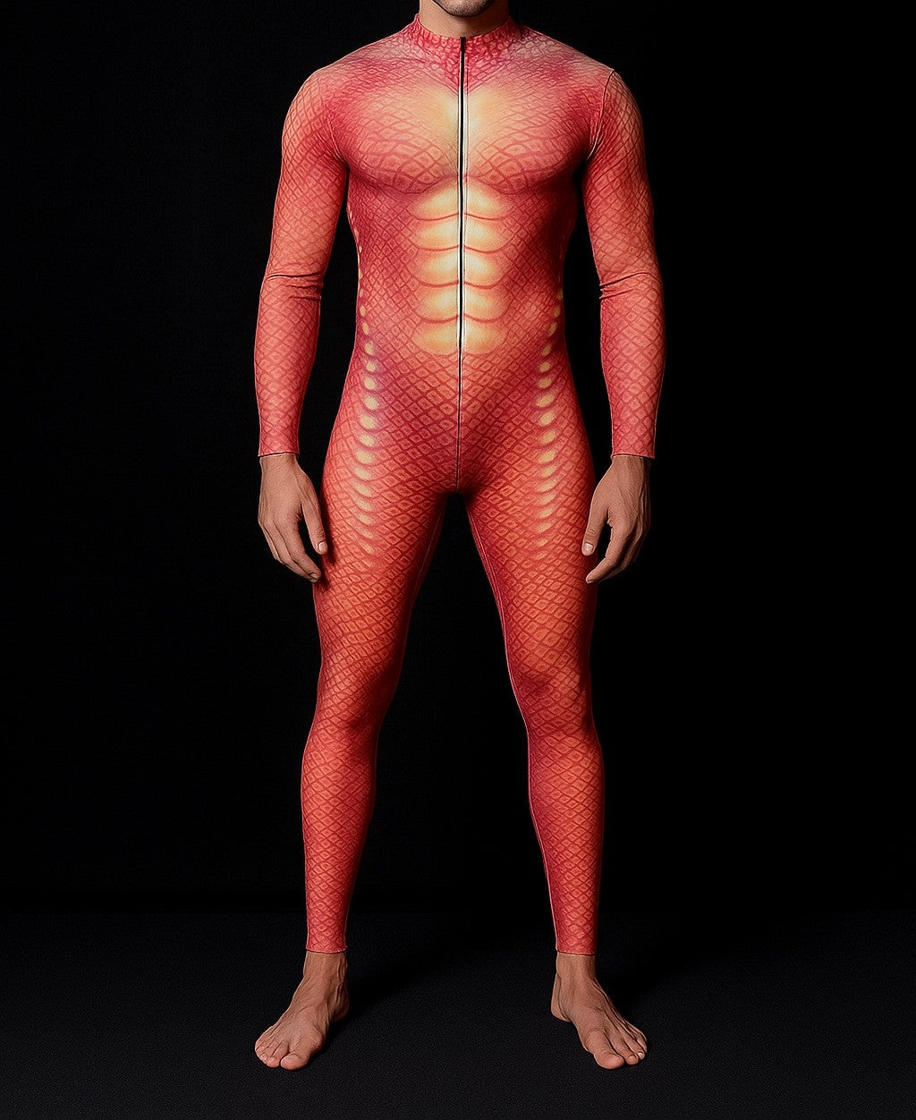 Halloween Lizard Bodysuit Men's Unique Muscle Series Holiday Jumpsuit Carnival Costume Adult Roleplay Party Masquerade Ball Set