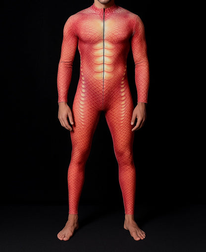 Halloween Lizard Bodysuit Men's Unique Muscle Series Holiday Jumpsuit Carnival Costume Adult Roleplay Party Masquerade Ball Set