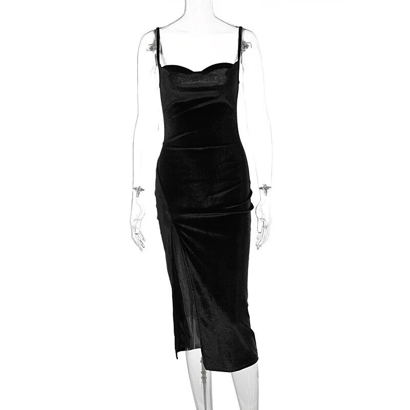 Women 2024 Autumn Winter Elegant Party Club Evening Velvet Streetwear Bodycon Mi