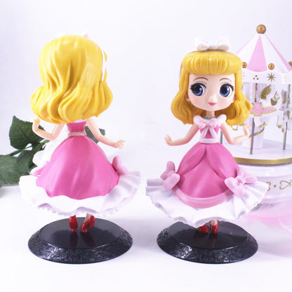 Disney Q Posket Princesa Branca de Neve Aurora Linda Action Figure Enfeite Modelo Brinquedos Acessórios Charme Infantil Presentes de Aniversário