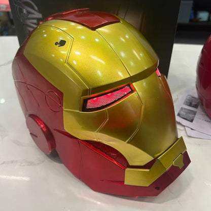 Máscara Elétrica Usável Capacete Homem de Ferro 1:1 Abertura Automática Manual e Fechamento Manual Personagens Modelo Brinquedos Adultos Presentes de Aniversário