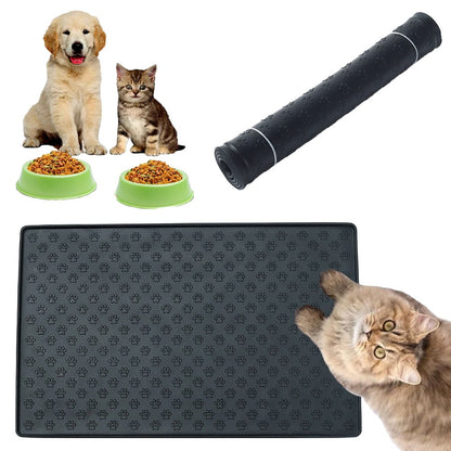Tapete de alimentação de silicone para animais de estimação 60*40cm, tapete de comida para gatos e cães com proteção contra derramamento, tapete de refeição para gatos e cães com tigela de água,