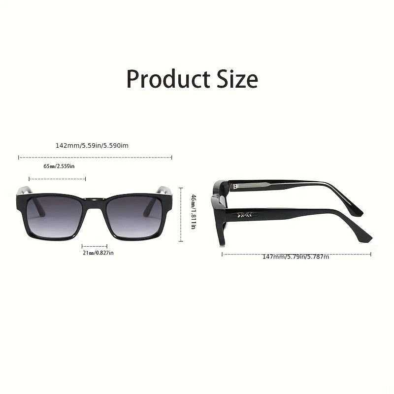 Fashionable Retro Square Black and Leopard Print Full Frame Anti-Uv Sunglasses for Men Japanese Simple Literary Style Shades
