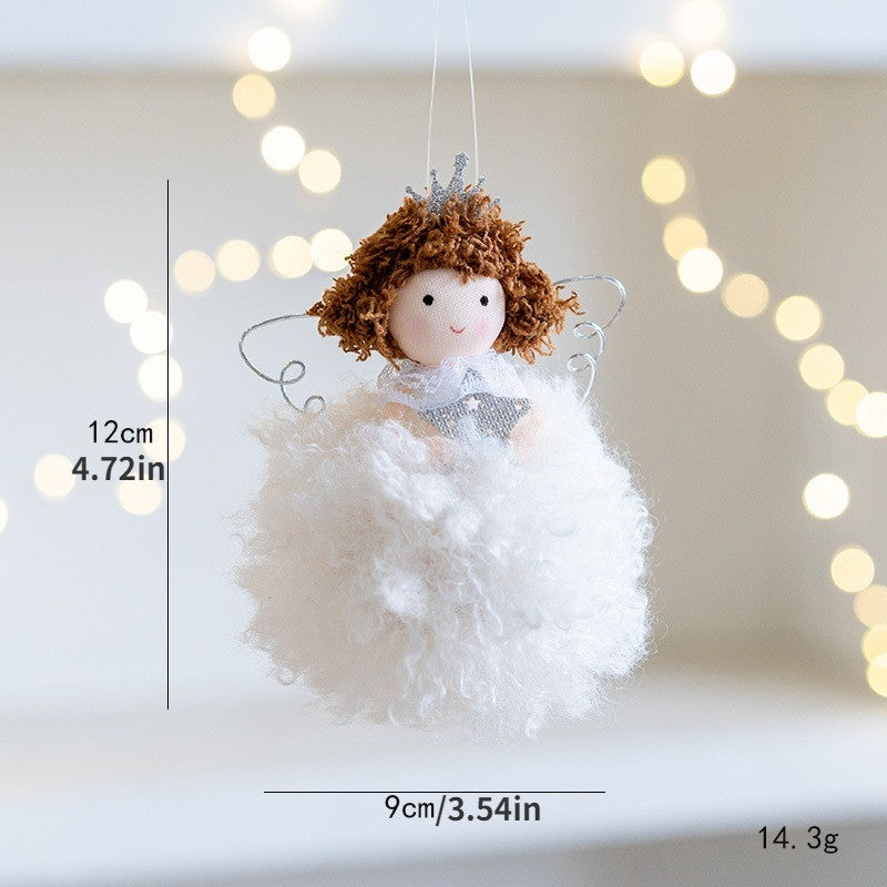 Christmas mesh skirt antlers angel girl doll pendant Christmas tree decoration small pendant children New Year gift