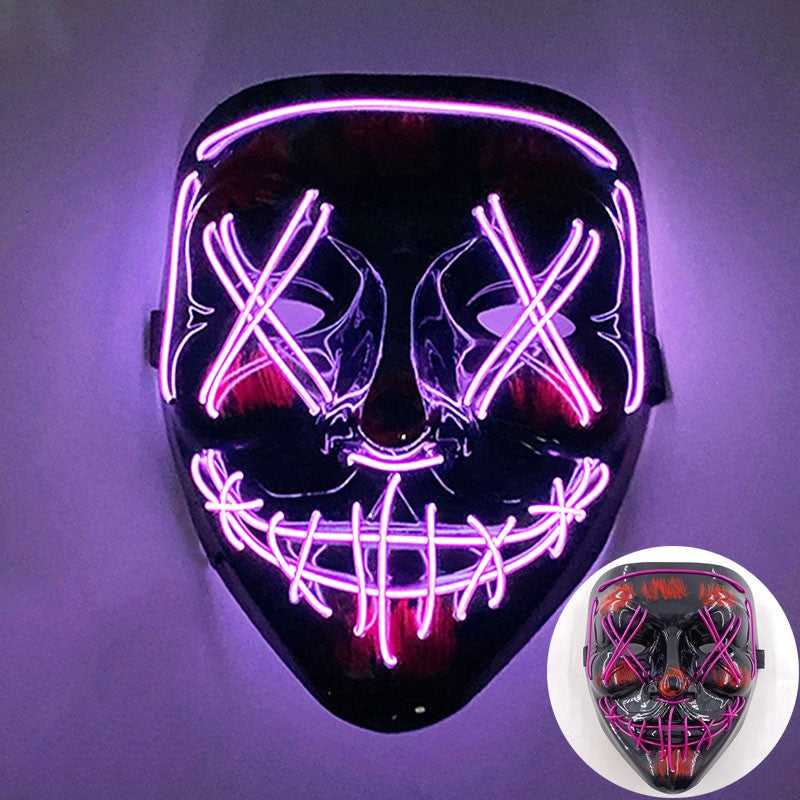 Scary Wireless Glowing LED Mask Halloween Party Supplies Neon Purge Mask Cosplay Luminous Face Masks Carnival Festival Props