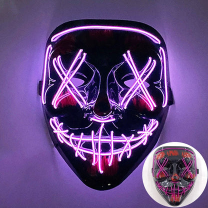 Scary Wireless Glowing LED Mask Halloween Party Supplies Neon Purge Mask Cosplay Luminous Face Masks Carnival Festival Props