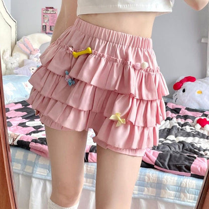 Gidyq High Waist Women Mini Skirts Summer Korean Fashion Ruffle Ball Gowns Skirts Casual Female All Match Cute A Lien Skirt New