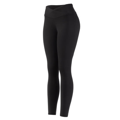 Women V Cross Waist Butt Lifting Leggings with Pockets High Waist Yoga Pants Workout Running Gym Fitness Sports Leggings Female