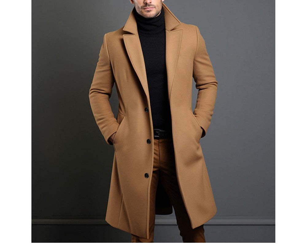 Autumn Winter Men's Trench Coats Luxury Male Mid-Long Warm Wool Jackets Casual Mens Business Comfortable Overcoat Clothing