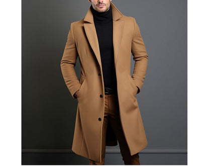 Winter Men's Trench Coats Luxury Male Mid-Long Warm Wool Jackets Casual Mens Business Comfortable Overcoat Clothing