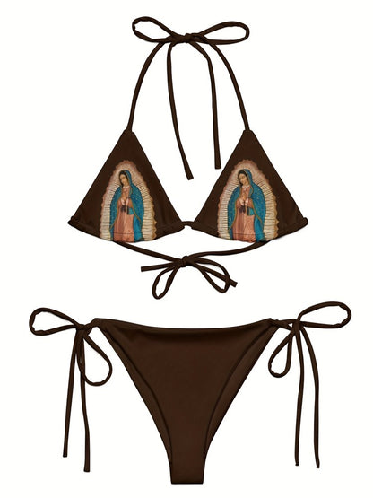 Y2k subculture retro millennium girls style hanging neck suspender bikini set summer beach kawaii classic comfortable bikini set