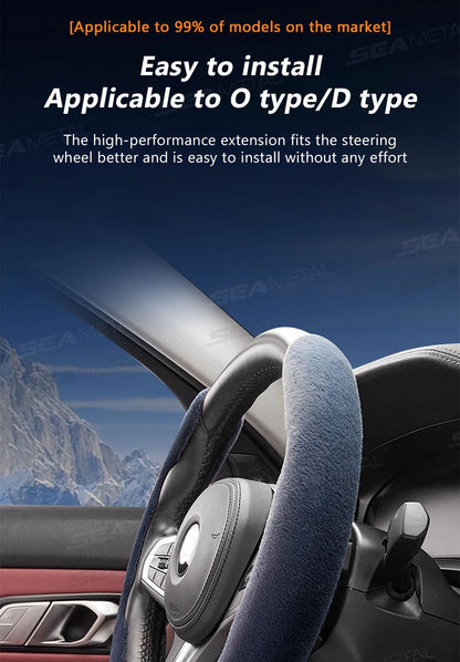 SEAMETAL 2 peças Capa de Volante de Carro Antiderrapante de Pelúcia Conjunto de Acessórios para Carro Tipo O D para Volante Mantém Aquecido no Inverno