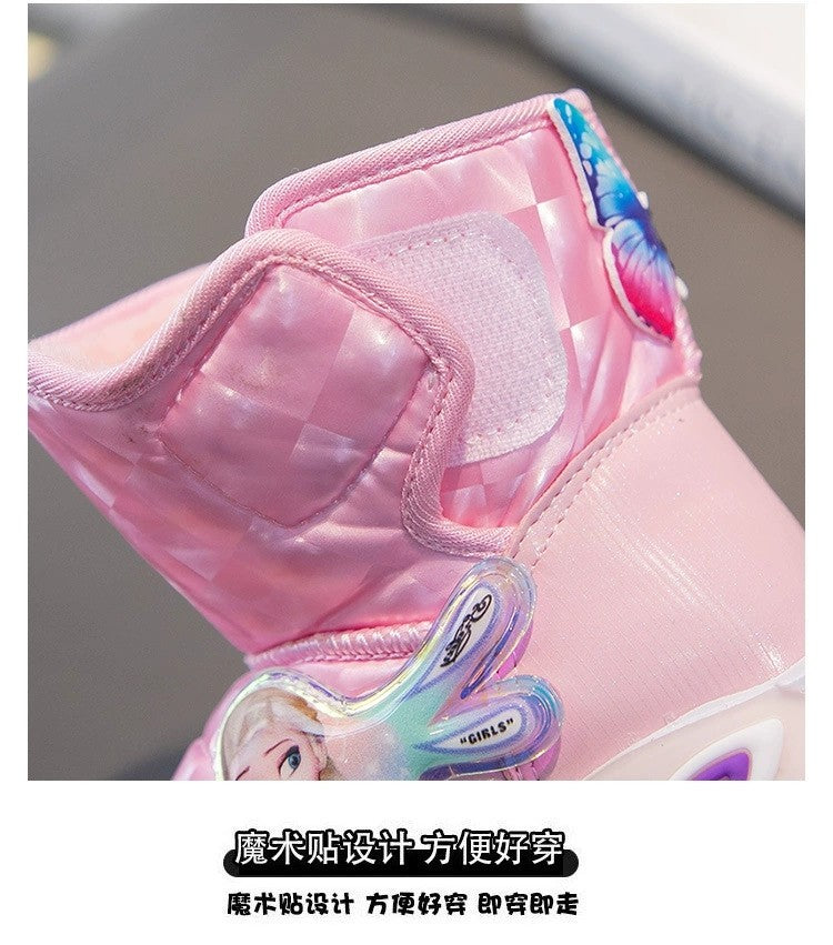 Disney Winter Children Shoes Plush Waterproof Non-Slip Girl Frozen Princess Elsa Shoes Snow Boots Fashion Warm Outdoor Boots
