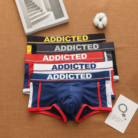 Men's panties, low rise breathable ice silk mesh comfortable tide boxers