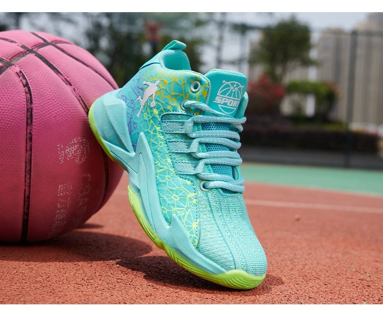 Children‘s Basketball Shoes Non-slip Breathable Basketball Training Sneakers Lace-up Boys Girls Basketball Boots Athletic Shoes