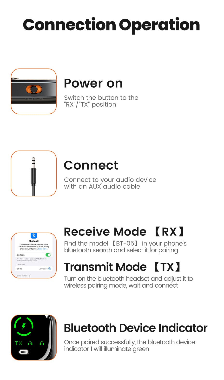 Adaptador Transmissor Receptor de Áudio Bluetooth 5.4 Toocki RT/TX 2 em 1 para TV Fones de Ouvido Carros Voos Dongle Bluetooth AUX 3.5mm
