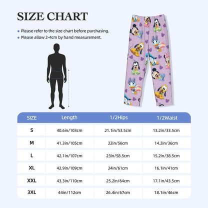Custom Print Mickey Mouse Donald Duck Pajama Pants Men Sleep Sleepwear Bottoms with Pockets