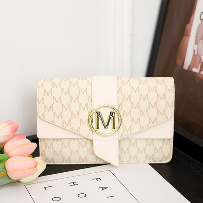 Women's retro shoulder bag, simple small square bag with printed lettering, stylish crossbody bag