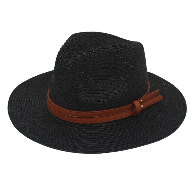 Summer Straw Sun Hat Panama Hats Grass Knitted Gift Hat Breathable Leisure Jazz Hat European American Style Straw Hat Beach Caps