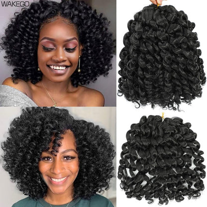1-4 Pacotes 2X Ringlet Wand Curl Jamaican Bounce 8 polegadas Sintético Wand Curl Twist Braids Hair Crochet Cabelo Cacheado Extensões 20 Raízes