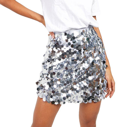 Hot Girl Party Rave Sequins Mini Skirts Women Sexy Low Rise Bodycon Skirts Y2K Coquette Sparkle Short Skirt Fashion Clubwear