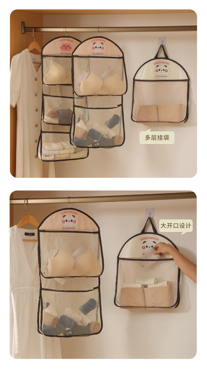 Wardrobe storage hanging bag bedroom large capacity underwear sockscartoon storagebag householddoor storage hangingbag practical