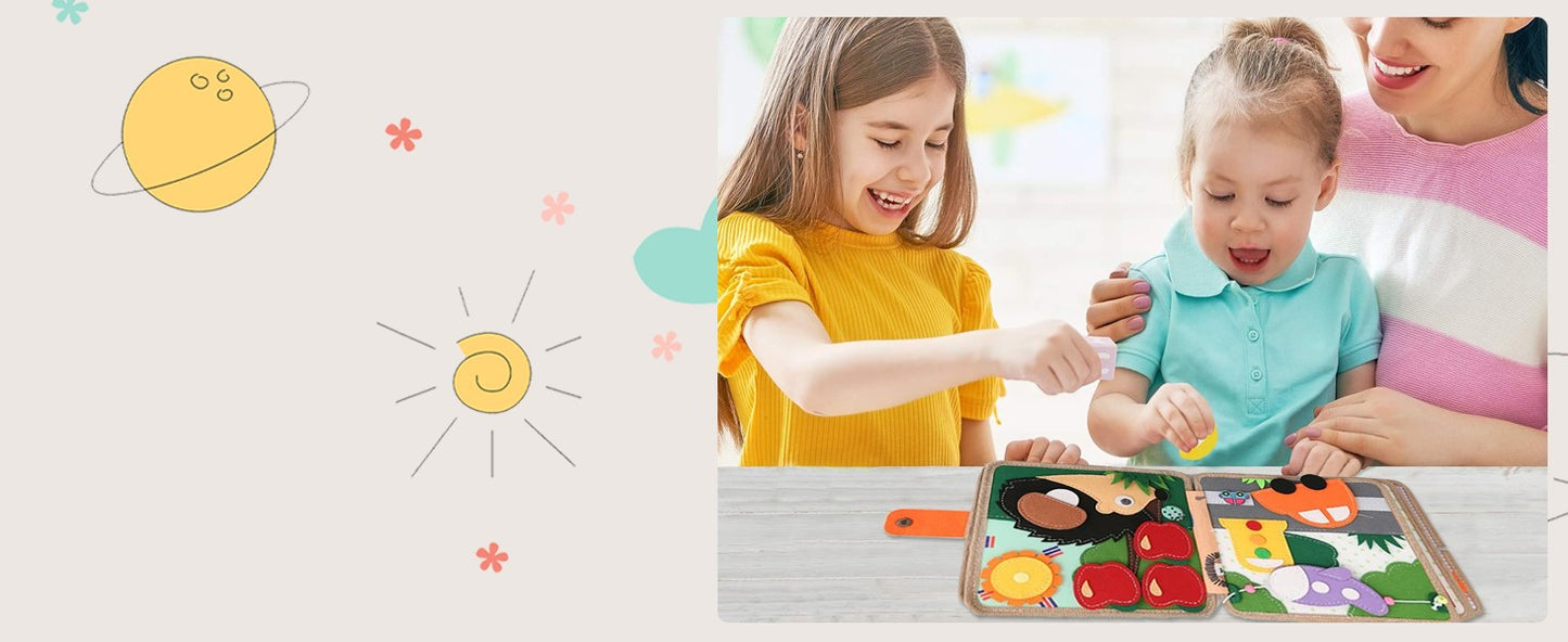 Montessori Busy Book for Toddlers,Educational Sensory Toy,Felt Quiet Book for Baby, Preschool Learning Activities for Kids Gift