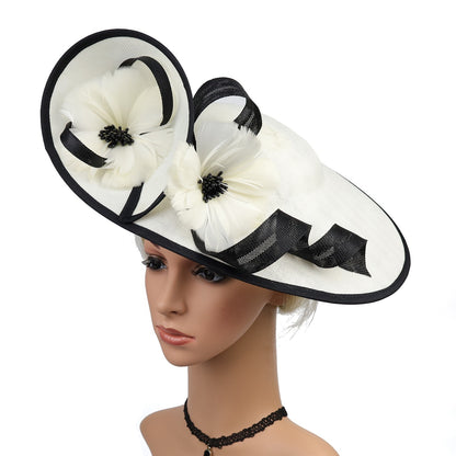 Novo Fascinator de Flor Sinamay Chapéu de Casamento Perfeito Chapéu de Festa Derby Único Chapéus de Igreja Elegantes Fascinators de Noiva Femininos