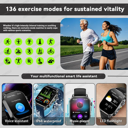 2026 New AI Health Diagnosis Smart Watch Body Analysis Uric Acid Blood lipids ECG+PPG Blood pressure call Smart watch Men Women
