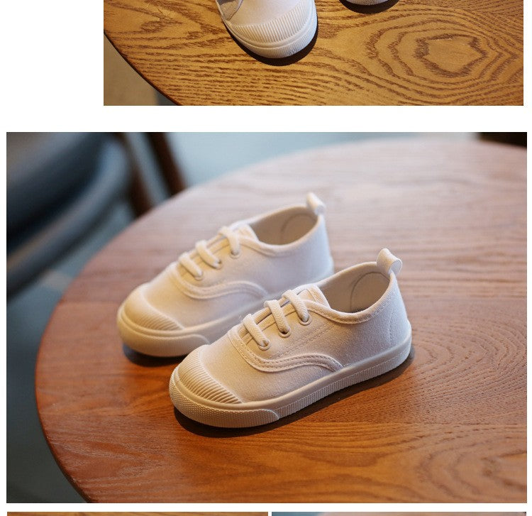 New Spring Summer Children's Canvas Shoes Girls White Shoes Fashion Boys Soft Campus White Causal Shoes Non-slip Sneakers