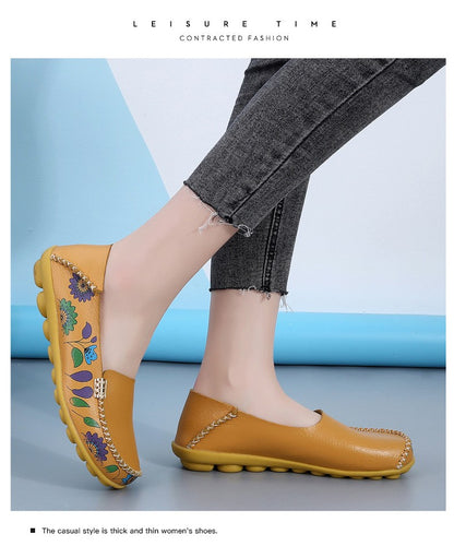 New Moccasins Women Flats Spring Female Leather Loafers Slip on Ballerina Women Casual Shoes Zapatos Mujer Plus Size 35-46