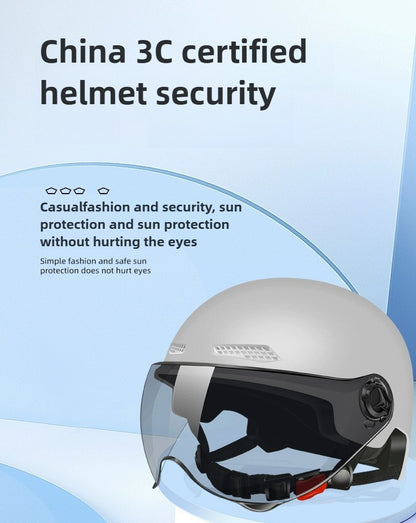 Capacete de Segurança para Bicicleta Certificado 3C Masculino e Feminino Adulto Infantil Desenho Animado Bicicleta Elétrica Moto Meio Capacete com Óculos