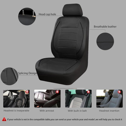 Capas de Couro Universais para Banco de Carro Vermelho Simples à Prova d'Água para 5 Assentos